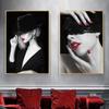 Red Lips Sexy Woman Canvas Painting Fashion Girl Babes Wall Art Pictures Modern Home Livingroom Wall Decoration Frameless