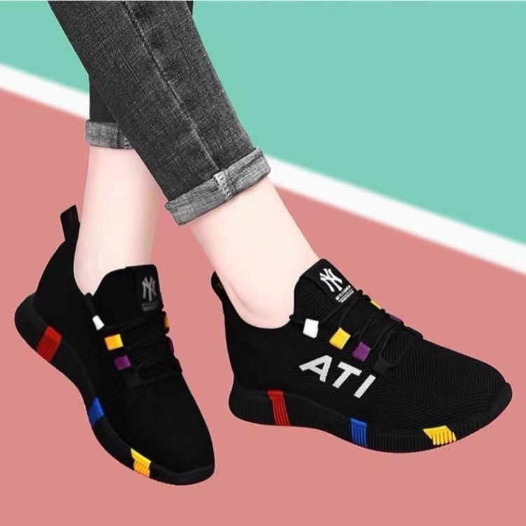Summer New Casual Women's Shoes Colored Sports Shoes Square Dancing Shoes Mother Shoes Lightweight Travel Shoes