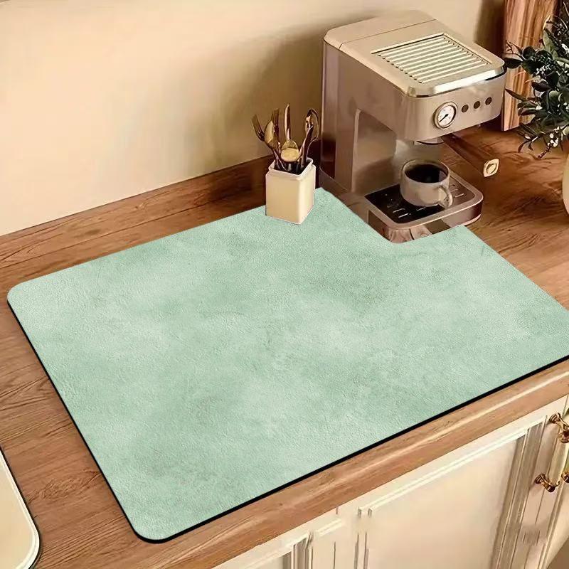 Plaid Floral Farmhouse Coffee Mat Super Absorbent Oilproof Non Slip Pad Kitchen Counter Drying Rug