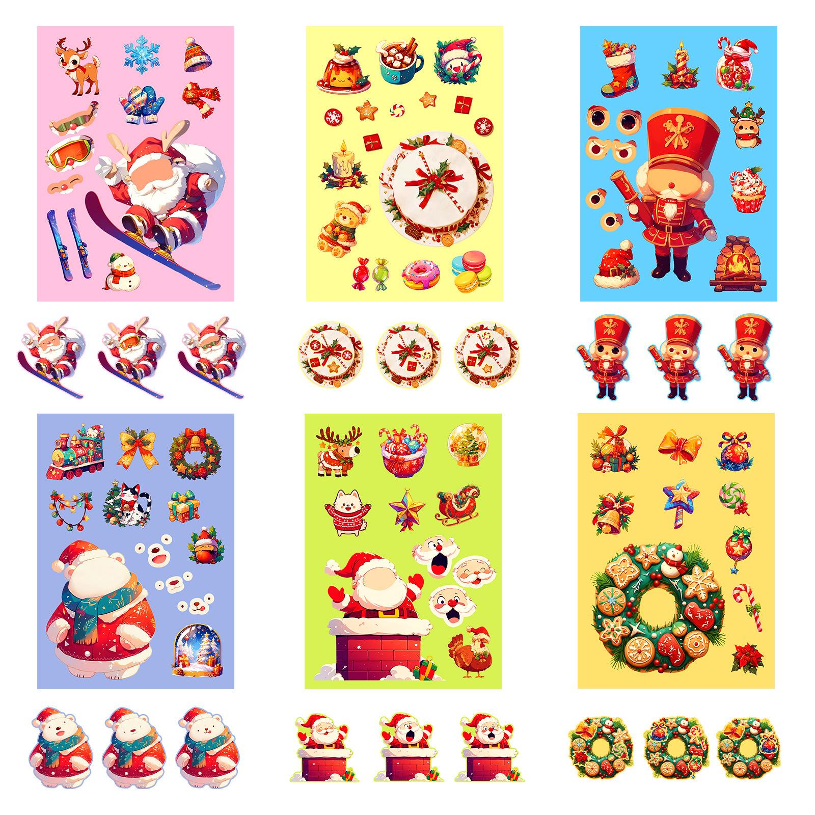

Non-Toxic 6Pcs Christmas Puzzle Stickers Create Your Own Santa Claus Make A Face Kids Children Party Toy Art Supplies Stationery
