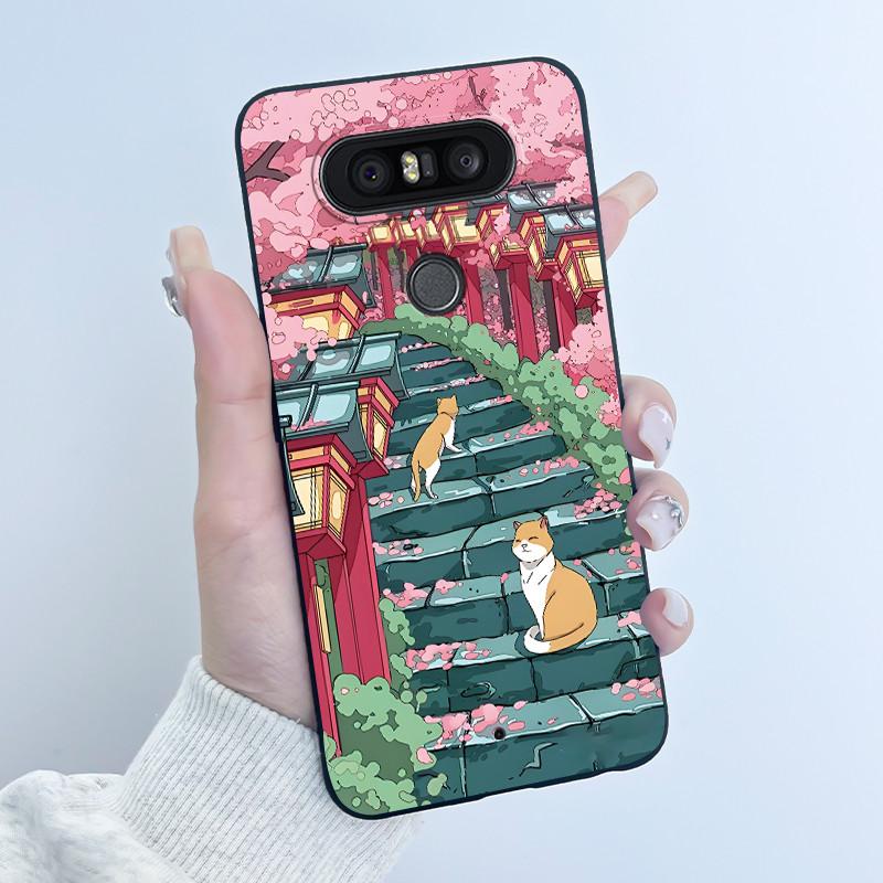 Cute Case For LG Q8 Funda Fashion Capa Coque Printing Shell Protective Cover Soft Silicone Cartoon Black Casing