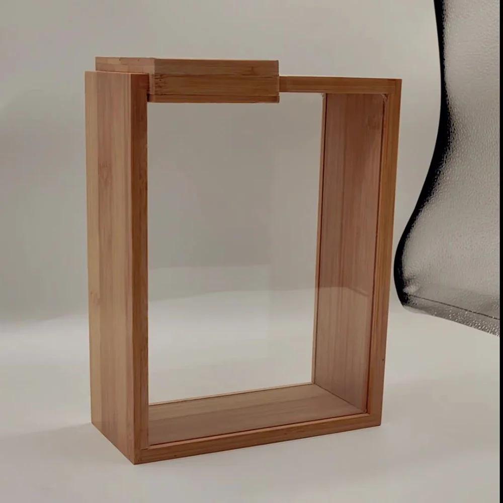 New Food Storage Box Wooden Kitchen Oatmeal Cereal Storage Barrel Bamboo Wood Grain Dispenser Food Storage Organization
