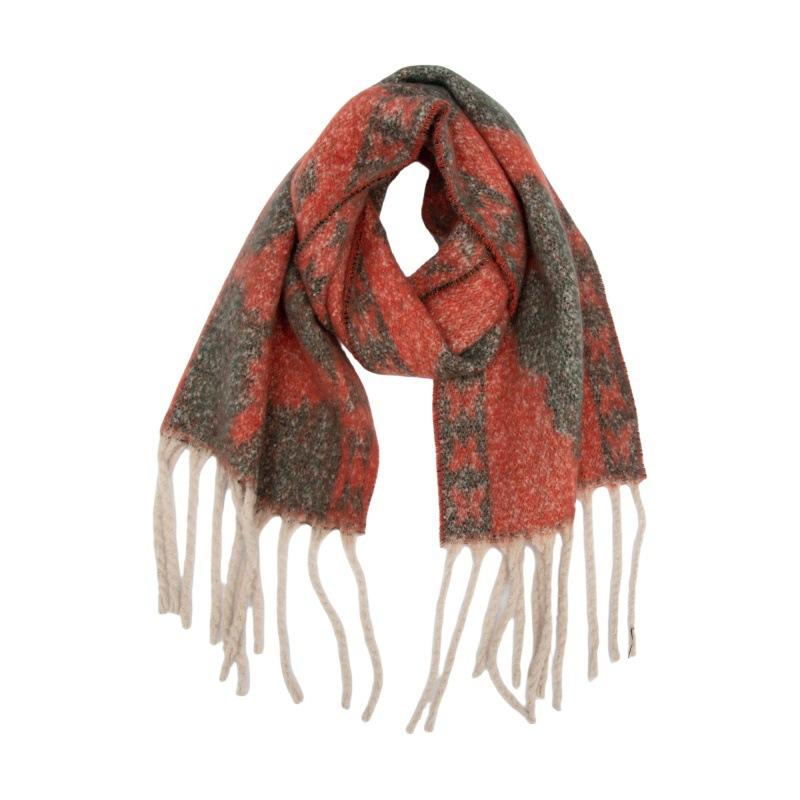 Women Winter Retro Knitted Scarf Headscarf Ladies Casual Animal Print Tassel Warm Scarve Mujer Foulard Thick Wrap Shawl New