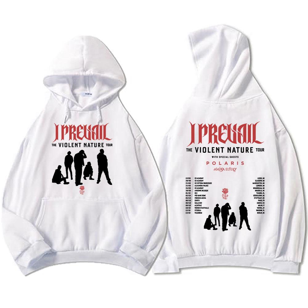 I Prevail VIOLENT NATURE Tour 2026 Hoodies Fashion Long Sleeve Winter Hooded Sweatshirts Punk Band Graphic Print Pullovers