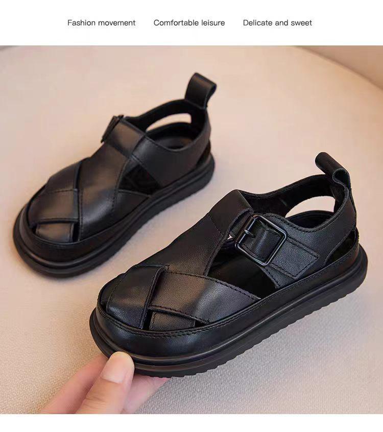 Genuine Leather Women's Height-Increasing Casual Shoes - Summer 2026 New Fashion Lightweight Half-Slippers