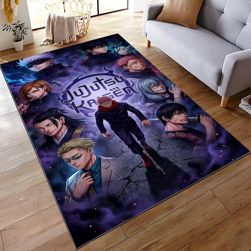 Japanese Anime Jujutsu Kaisen Printed Flannel Non-Slip Carpet Home Decor Suitable for Living Room and Room