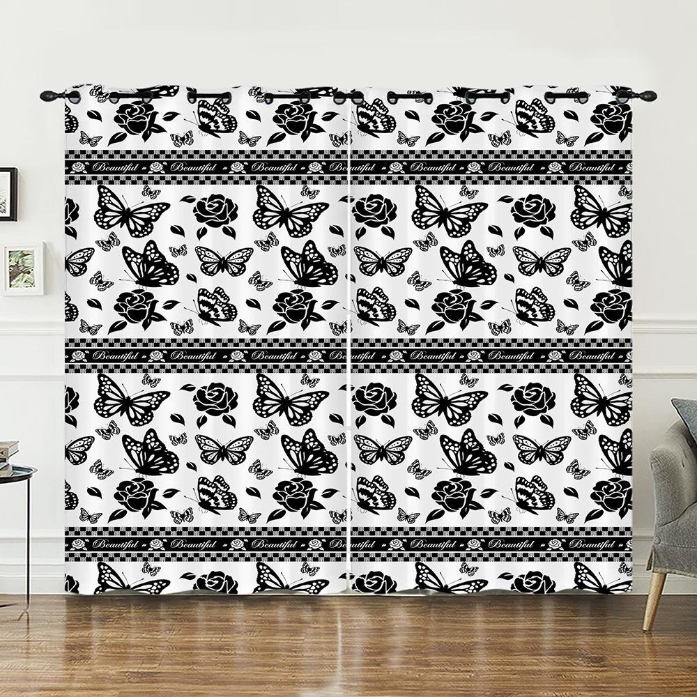 Curtains Butterfly Pattern Curtains Bedroom Living Room Universal Digital Printing Blackout Curtains
