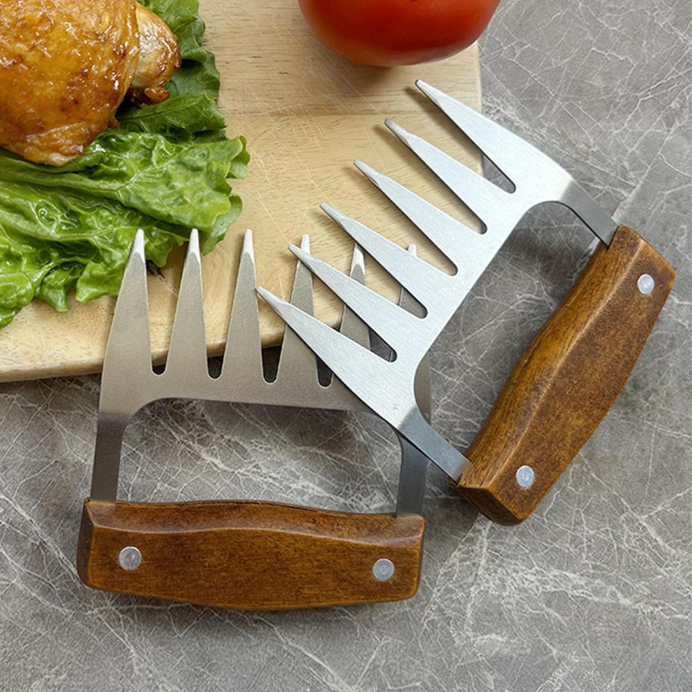Kitchen Claw BBQ Meat Separator Shredder with Wooden Handle Manual Meat Clamp Roasting Fork Turkey Chicken Kitchen Gadgets Tool