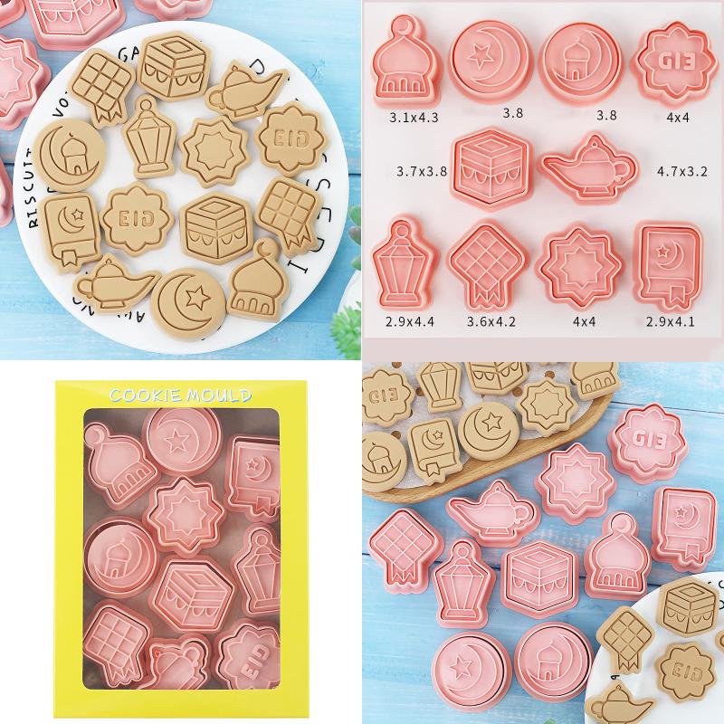 10 Pezzi Stampo in Plastica Rosa Stella Luna Stampo Biscotti Carino Tagliabiscotti 3D Tridimensionale Strumenti per la Cottura