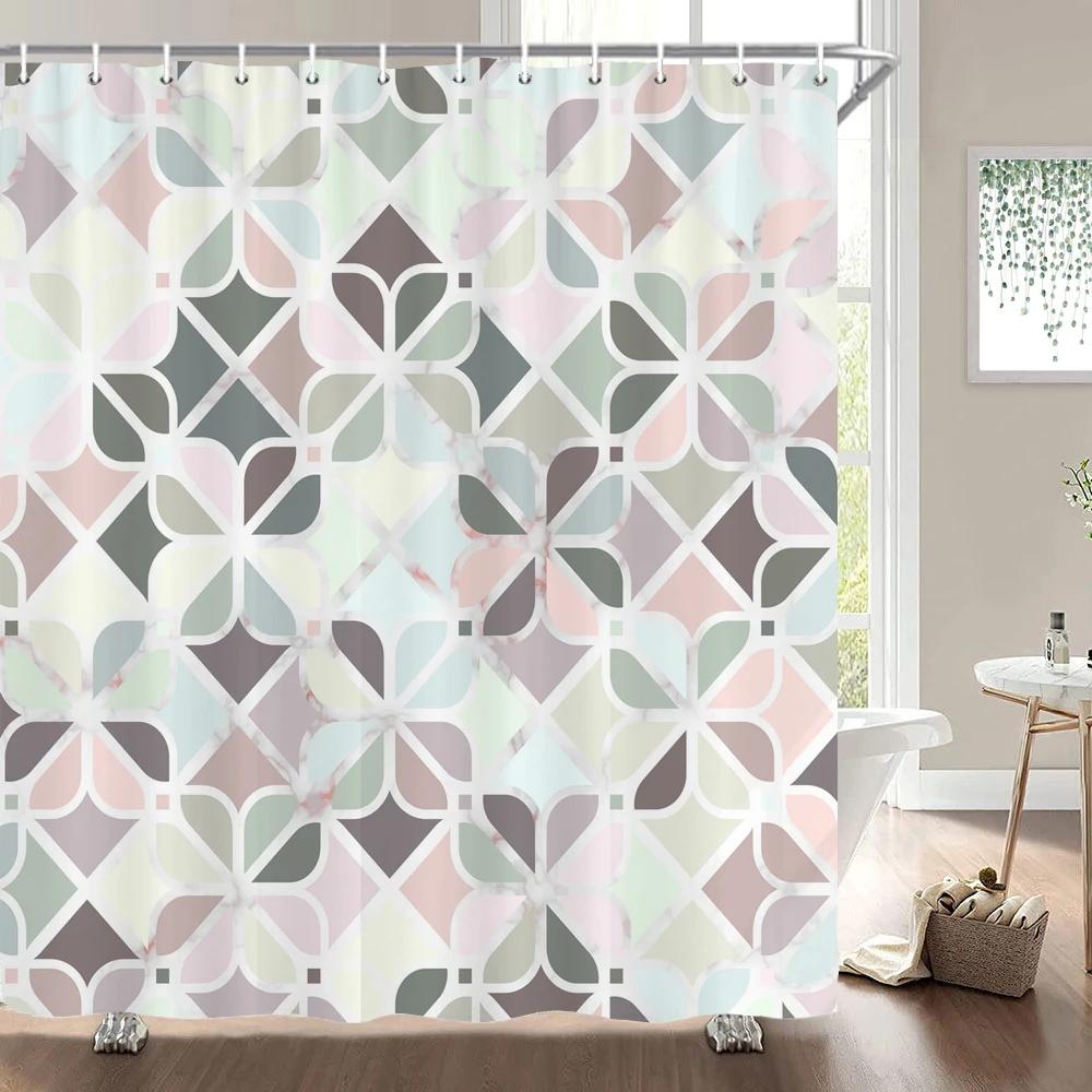 Modern Simple Shower Curtain Nordic Abstract Geometry Shower Curtains Home Bathroom Decor Fabric Bath Curtains With Hooks