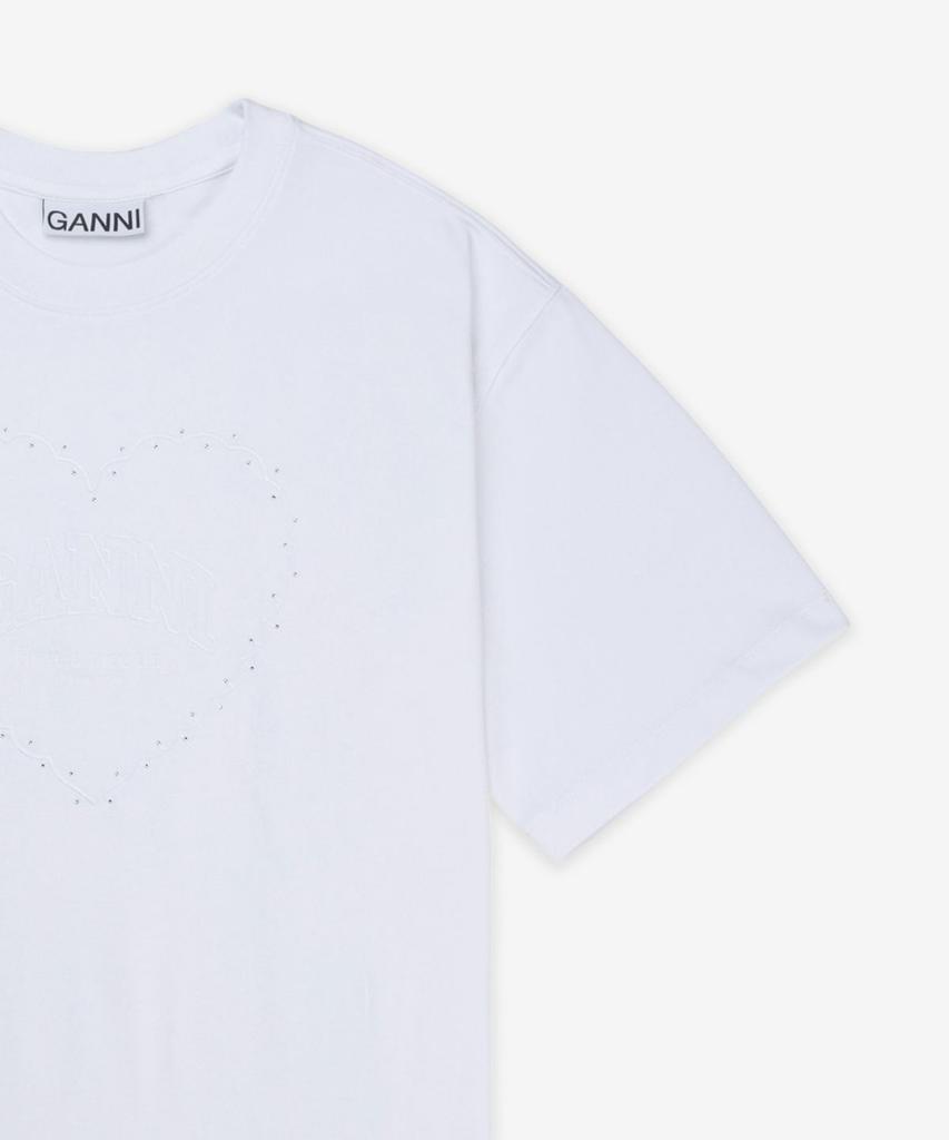 Gani Heavy Cotton Drop Shoulder Heart Short Sleeve T-Shirt - White / T4033151