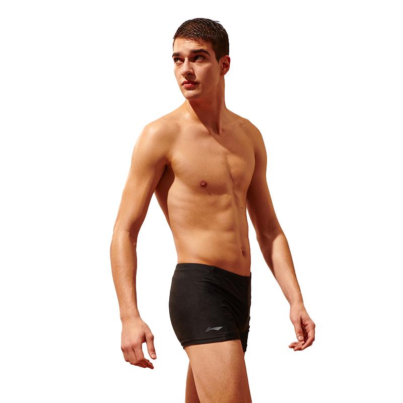 Li Ning Comfortable Beach Resort Hot Spring Swimming Pool Leisure Professional Competitive Swim Trunks Unisex Swim Trunks Black LNKW027-1
