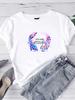 2025 Print Shirt Harajuku Fashion Women Black Shirts Casual Round Neck Short Sleeved T-Shirt Summer Casual Top Gift Graphic Tee