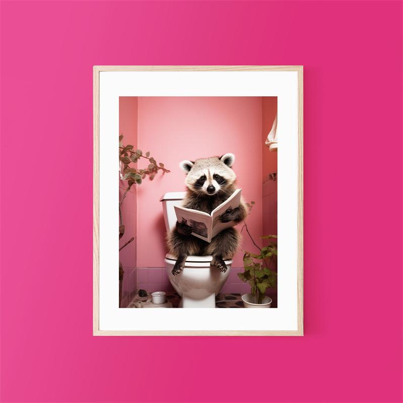Pop Art Funny Toilet Reading Poster Aesthetics Cat Capybara Animal Canvas Prints Wall Art Room Decor Home Bathroom Decoration