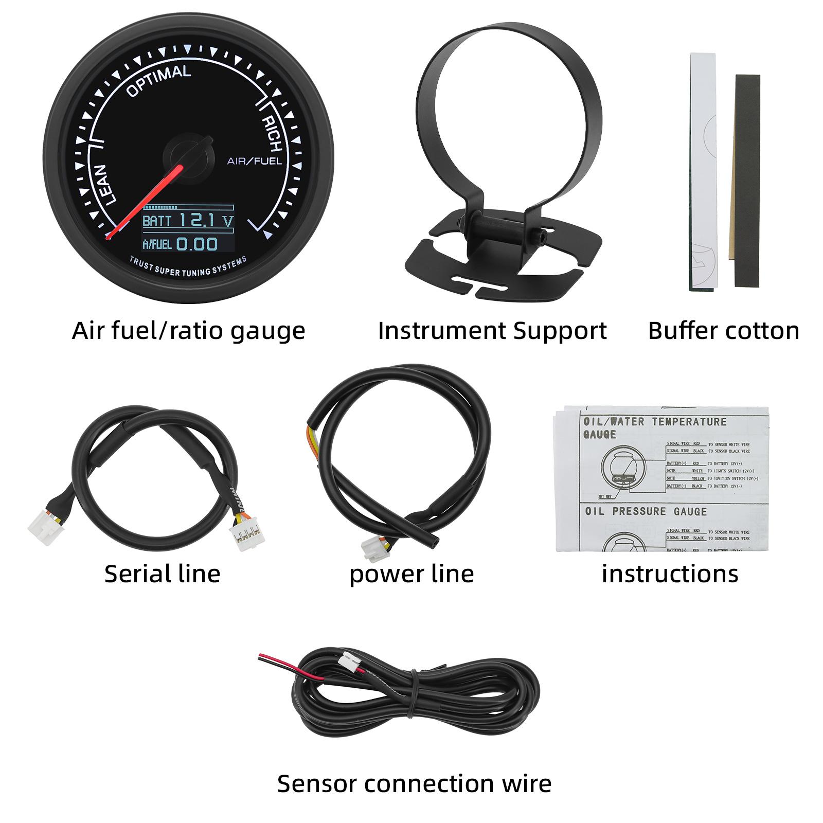 67mm Digital Oil Pressure  Water Temp Oil Temp Voltmeter Tachometer Boost Vacuum Exhaust Temp Air-fuel Ratio Meter Racing Gauge Air Fuel Ratio Gauge