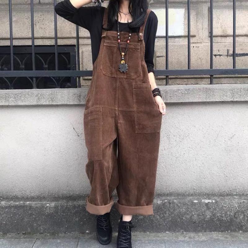 2023 Women's Versatile Plus Size Casual Loose Fit Wide Leg Overalls Jumpsuit