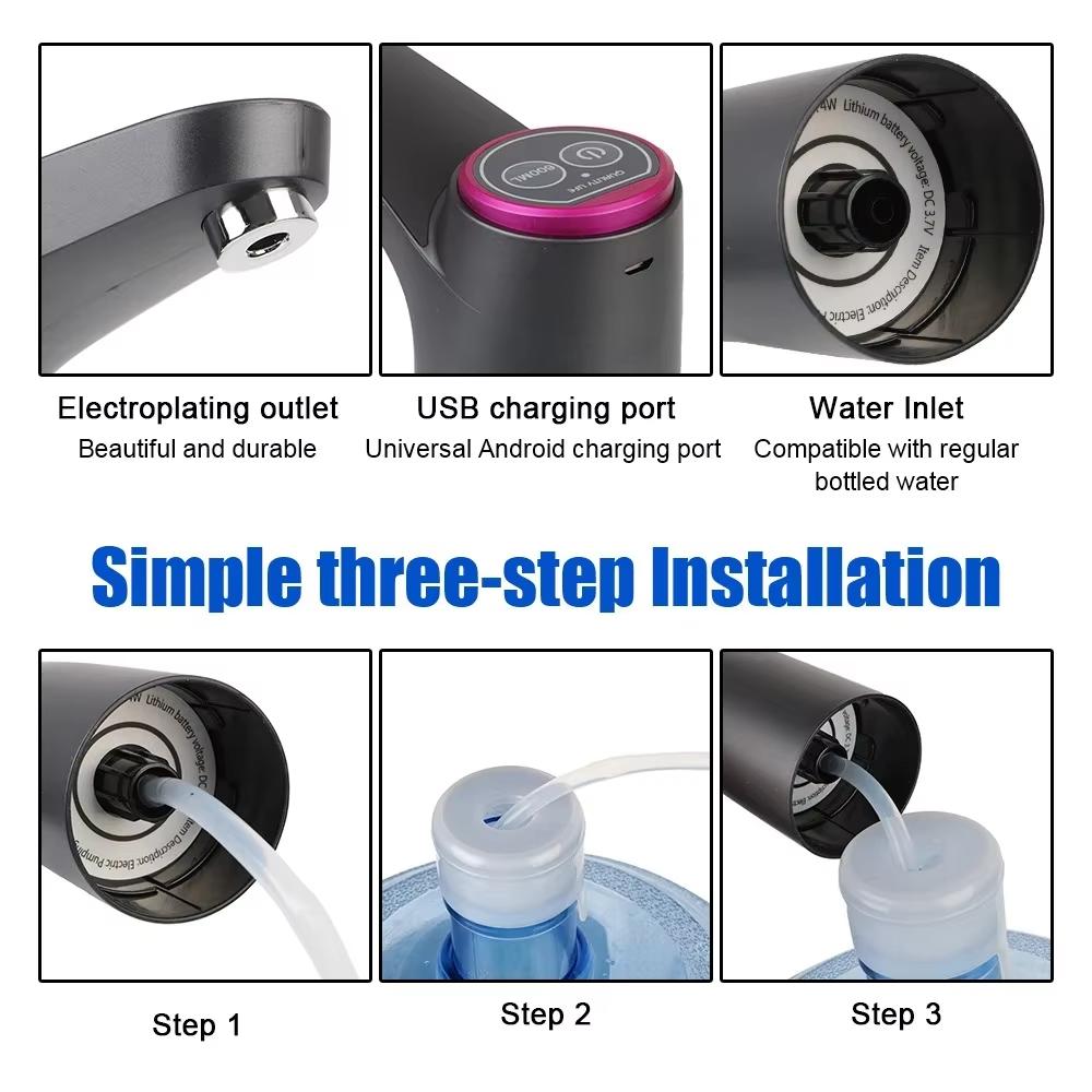 Button Dispense Automatic Gallon Bottle Drinking Switch Touch Control Electric Water Pump Button Dispenser USB Charging