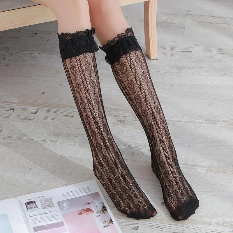 

1 Pair New Lace Lovely Girls Socks Soft Sweet Women Black StockingsKnee High Knee M