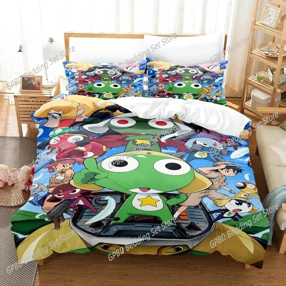 Kawaii Rana Keroro 3D NUOVO Copripiumino Federa Set Biancheria da Letto Adulto Ragazzo Ragazza Decorazione Camera da Letto Bambini Singolo Matrimoniale Grande