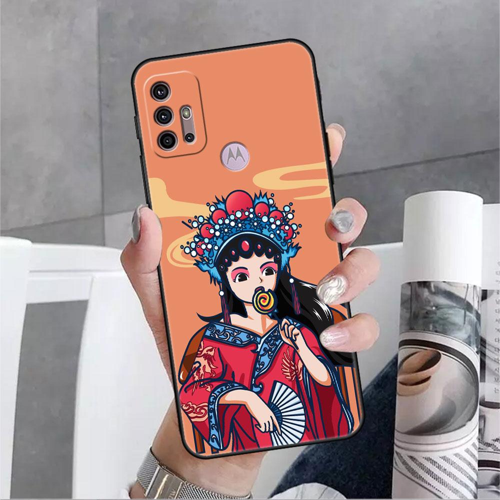 Case For Motorola G30 G60 G9 Play One Fusion Plus Edge 20 G8 Power Lite G22 G50 G200 G51 G71 G31 Phone Cover Opera Retro Girl