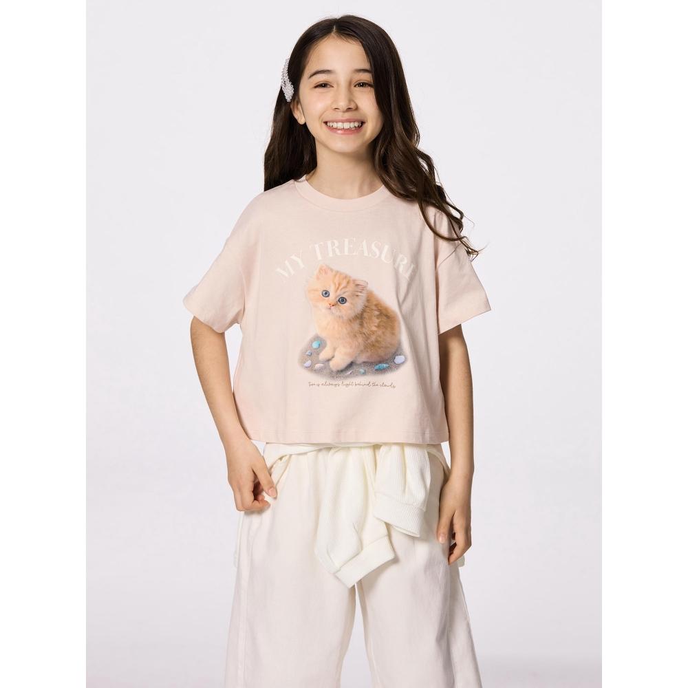 

GU by Uniqlo Девочки Графический T caT 01 OFF WHITE/100cm