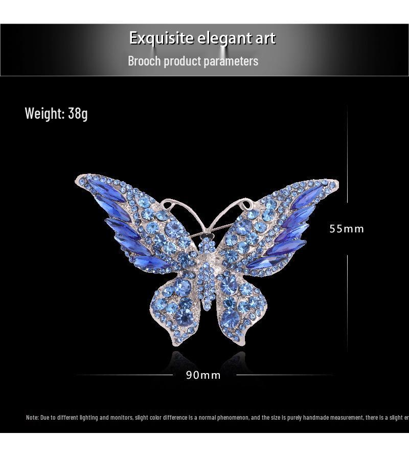 Broche Papillon en Cristal Élégant - Accessoire de Luxe Polyvalent pour Femmes pour Manteaux, Corsages et Chaussures