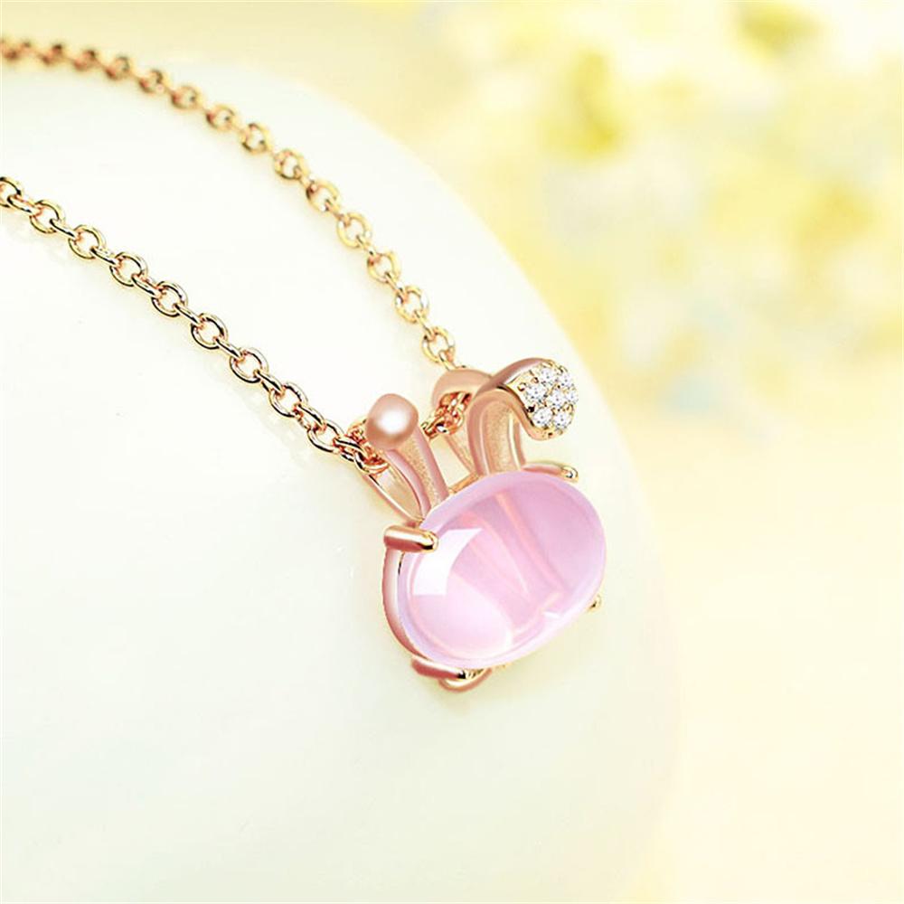 Natural Ice Pink Ross Quartz Cute Cat Crystal Pendant Trendy Gem Necklace for Woman Elegant Cham Girl's Party Gifts Jewelry