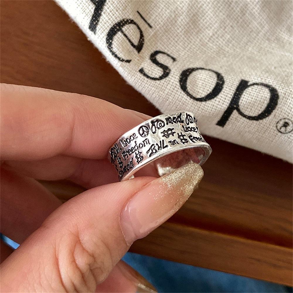 Серебряное кольцо с буквой нишевый дизайн кольцо на указательный палец регулируемое открывающееся кольцо трендовое геометрическое простое кольцо