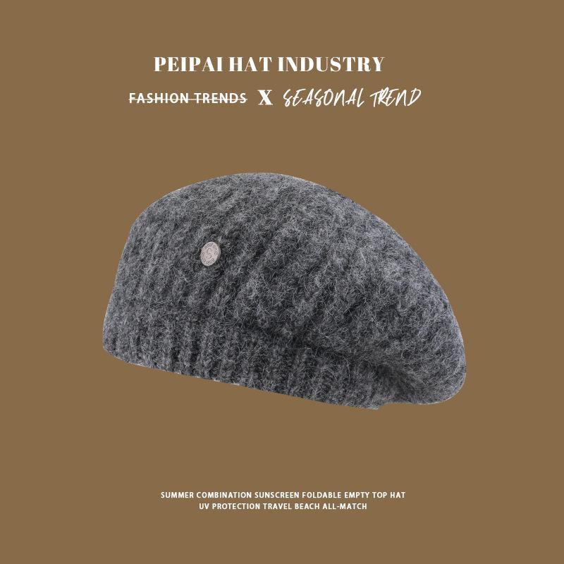 Beret autumn and winter face little girl painter hat versatile classic British retro newsboy hat