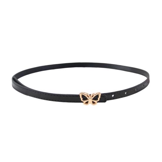 Metal Butterflies Buckle Belt Imitation Leather Women Belt Versatile Solid