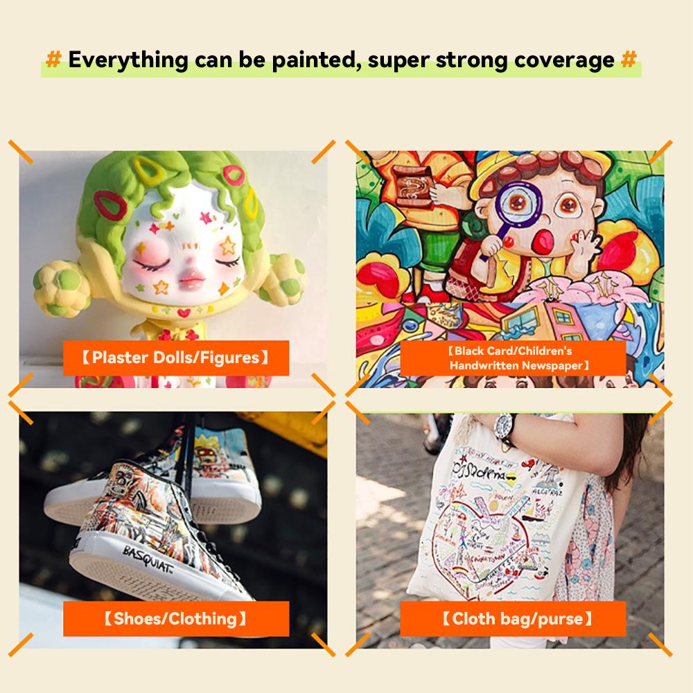 24/36/48/60/80 Colors Acrylic Marker Washable Art Color Graffiti Paint Pen for Kids Ceramic Glass Wood Canvas Card Diy Supplies