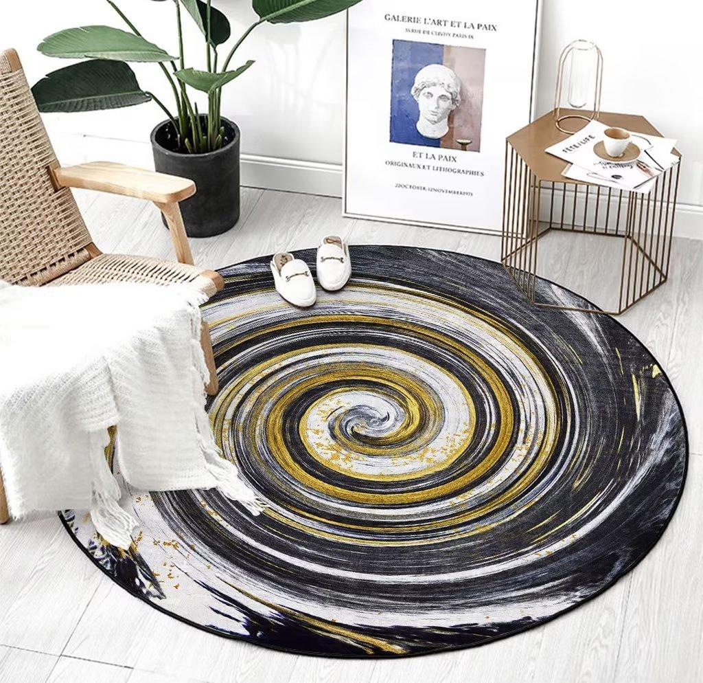Nordic Round Printed Carpet Abstract Art Large Rugs for Living Room 200cm Coffee Table Rug Room Decor Bedroom Non-slip Chair Mat
