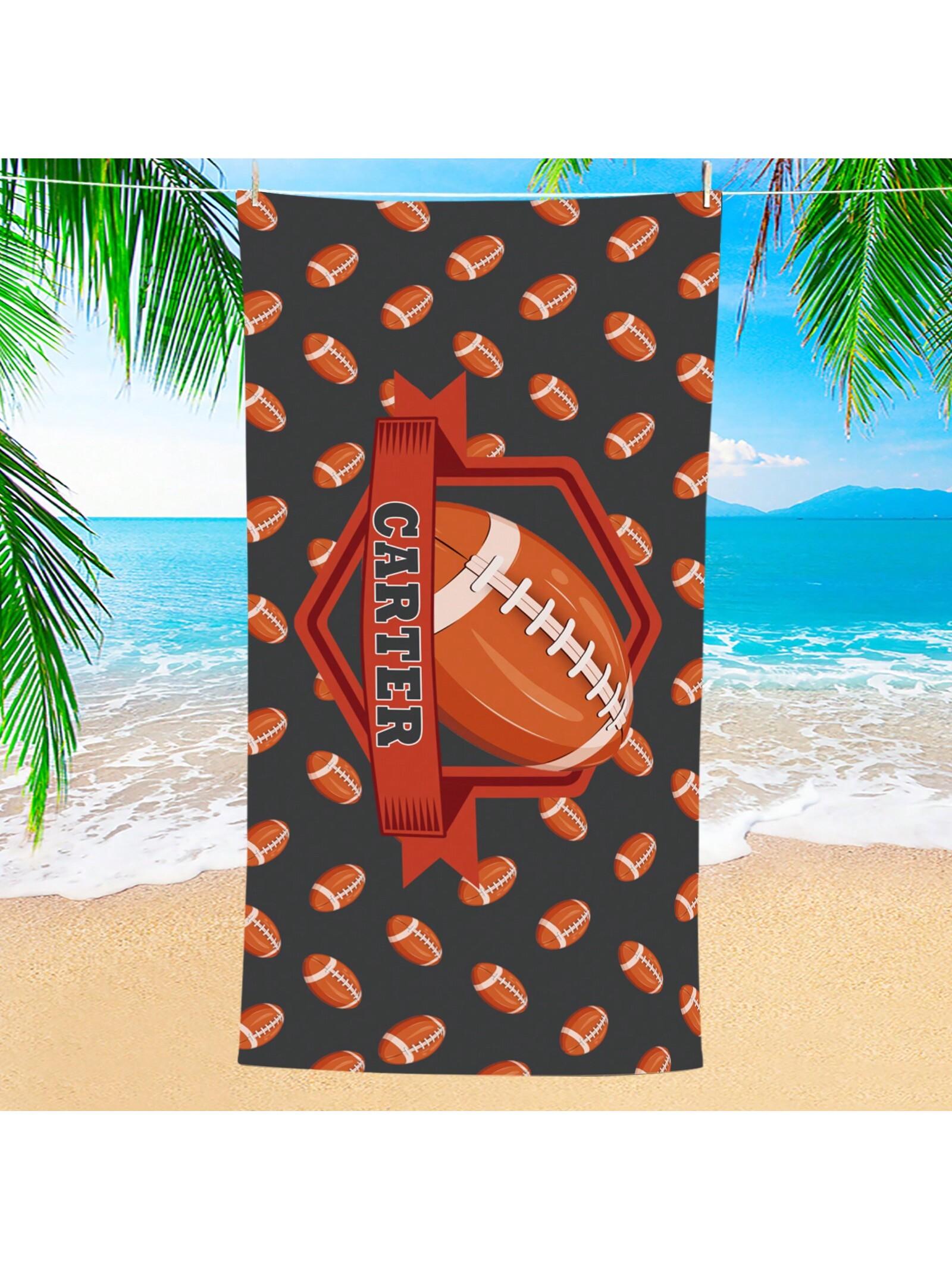 

1pc Text Ball Beach Towel, Highly Absorbent Swimming Towel, Comfortable Beach Mat, Stylish Pool Towel W30*H60(CM)