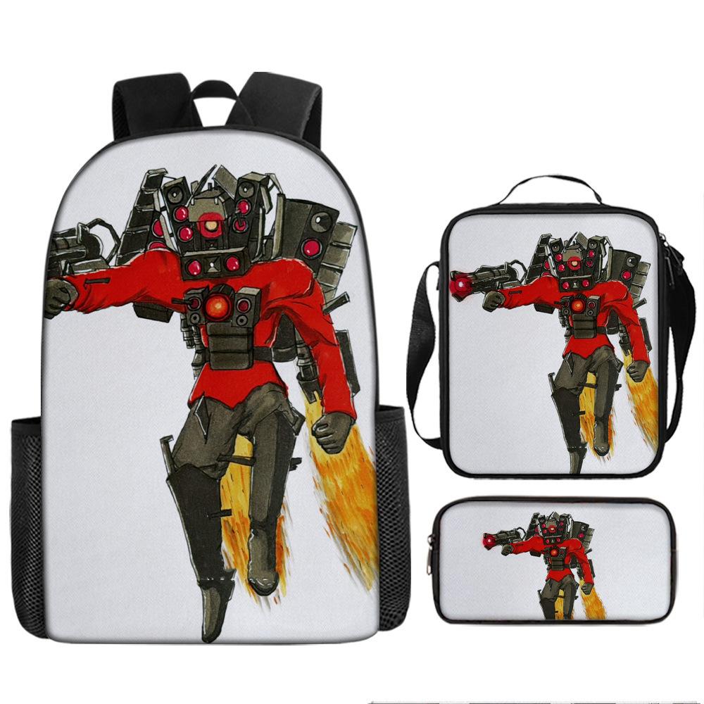 Zaino Spoof Skibidi Toilet Man Zaino Scuola Elementare Borsa Astuccio