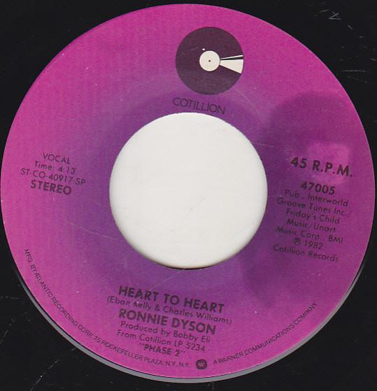 

7inch Record RONNIE DYSON - Heart To Heart / Bring It On Home 47005 Cotillion 1982 US Soul/Funk Used