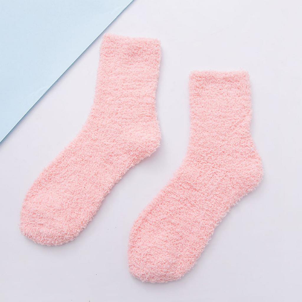 Ladies' Warm Plush Socks, Floor Socks, Candy Colored Medium Socks