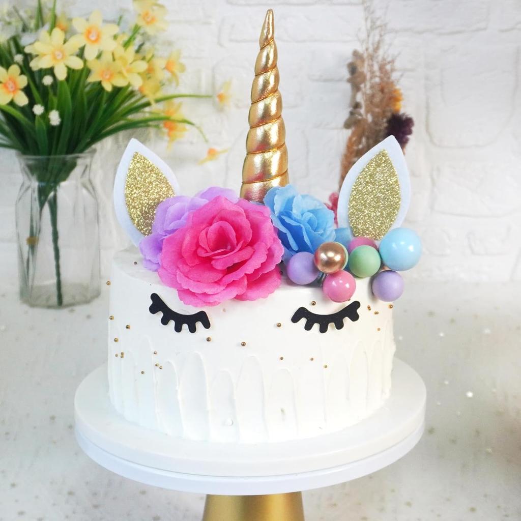38 PCS Unicorn Cake Topper, Unicorn Flower Cake Happy Birthday Decorations for Boys Girls Birthday Party Baby Shower Supplies