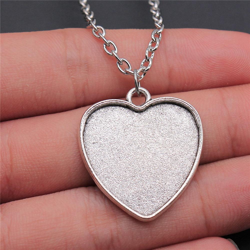 

Fit 25mm Flat Glass Cameo Base Setting Tray Pendant Antique Bronze Silver Metal Daughter Necklace A01-1pcs-25mm 70cm chain