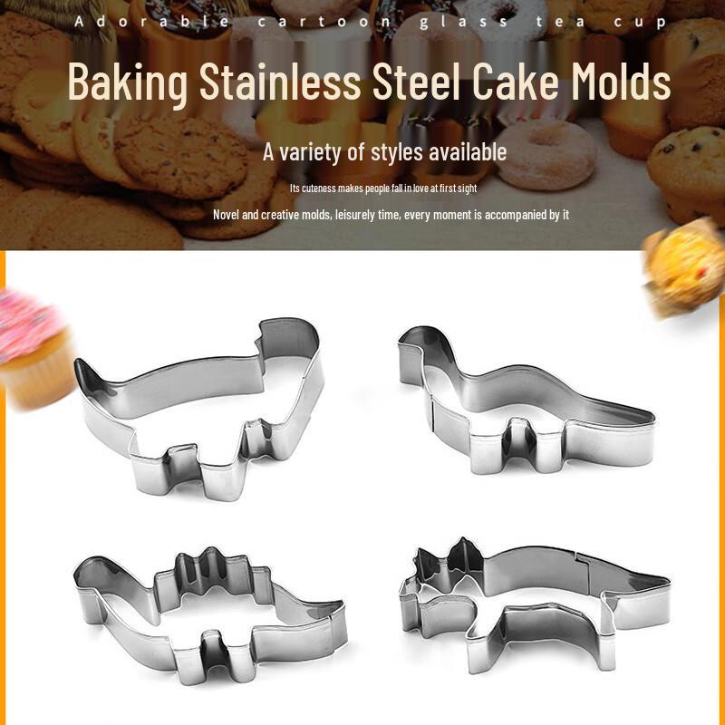 

Dinosaur & Animal Stainless Steel Baking Molds (4-Piece Set)