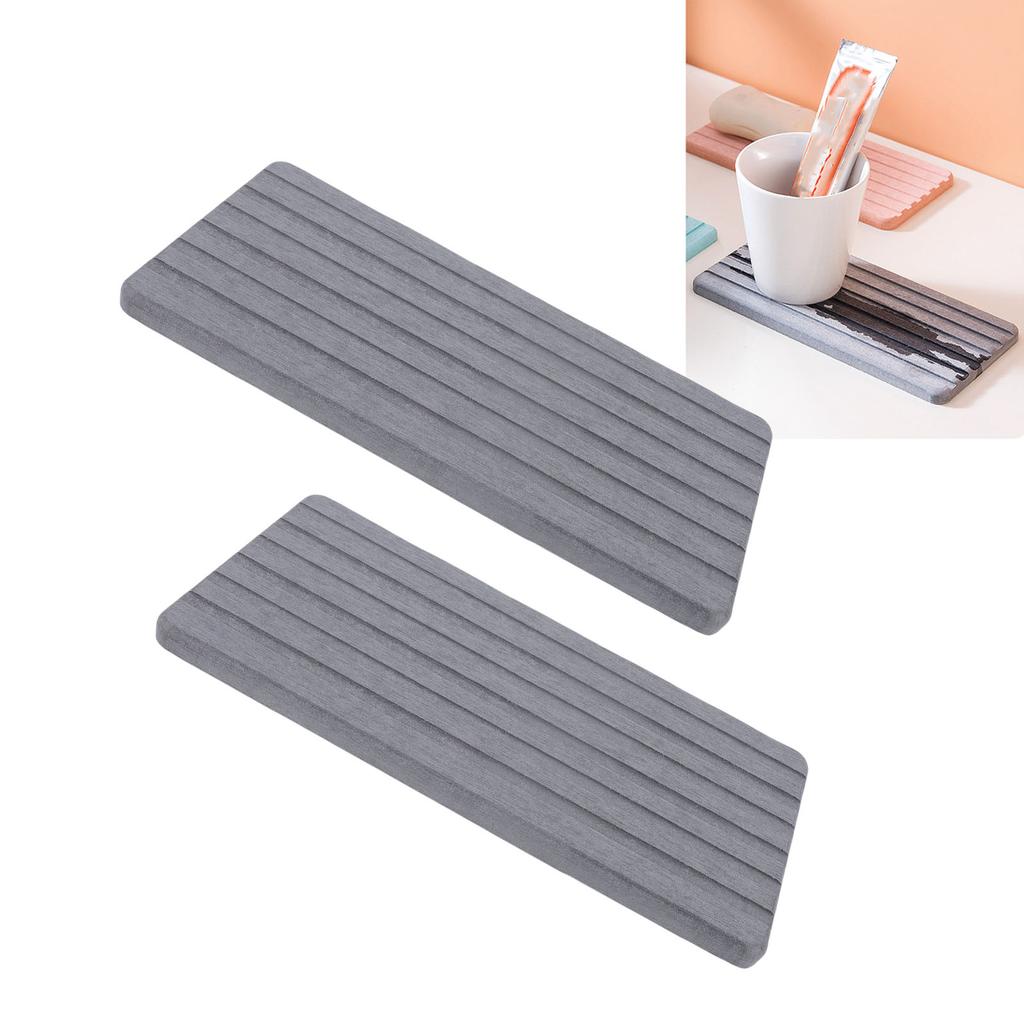 2pcs Diatomite Coaster Water Absorbent Fast Drying  D Diatomaceous Earth Soap Dish with Foot Pads for Bathroom Kitchen
