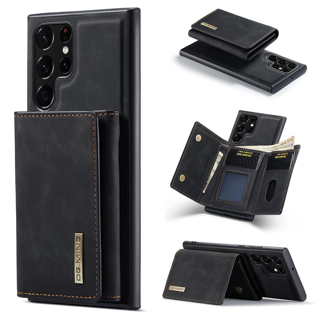 DG.MING M1 Series for Samsung Galaxy S25 Ultra Case Kickstand PU Phone Cover with Detachable Wallet