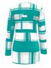 2025 Plus Size Women's Color Block Long Sleeve Zipper Shirt with Digital Print