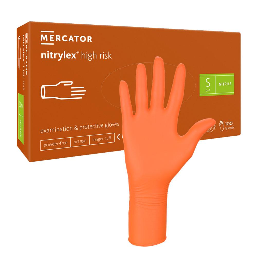 Mercator Nitrylex High Risk Nitrile Gloves Orange 100 Pcs