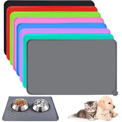 Non Slip Cat Dog Food Mat Silicone Floors Pad New Pet Bowl Mat  For Pet Feeding Bowl