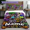 3pcs Duvet Cover Set (1*Duvet Cover + 2*Pillowcase, Without Core), Custom Name Sprunki Game Pattern Bedding Set, Home Bedroom Decor Gift