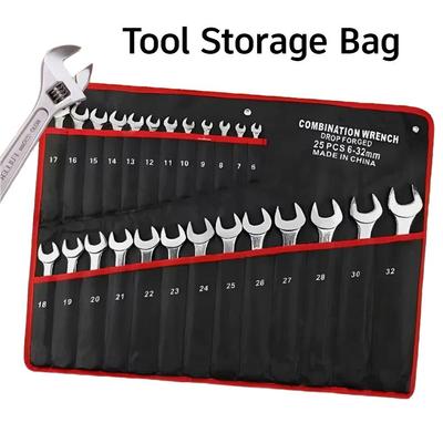 25-Pocket Tool Organizer Roll. Durable Wrench Storage Bag With Portable Handle. Perfect For Garage & Workshop Organization.