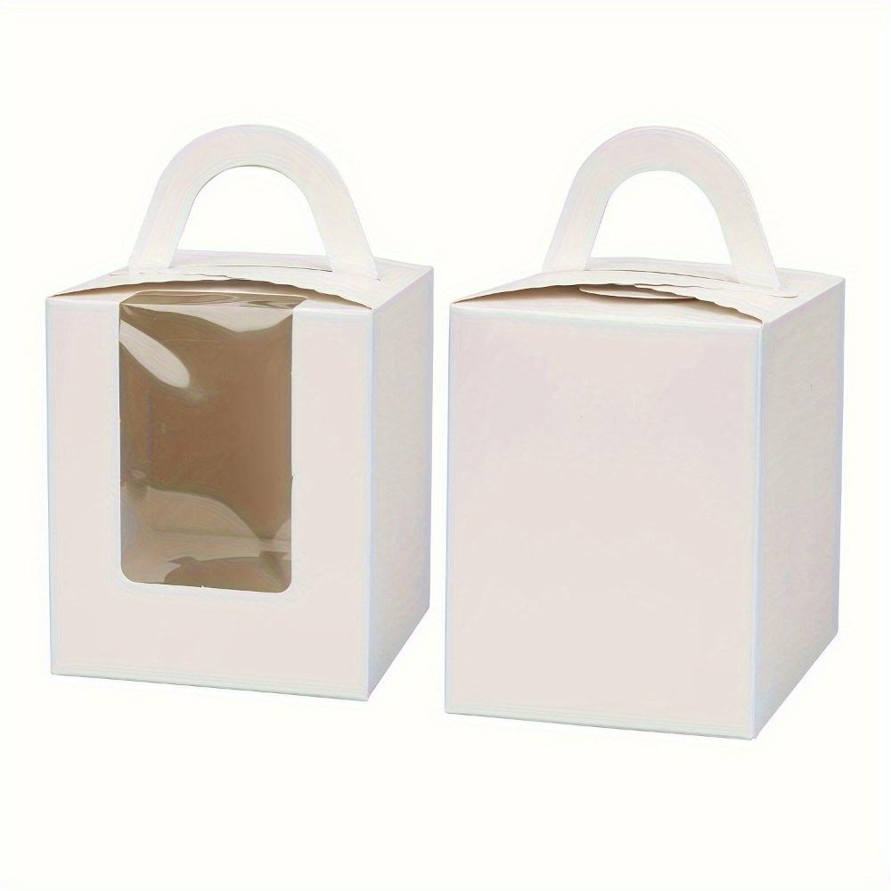 30 Stück Weiße Geschenkverpackung, Einzel-Cupcake-Boxen mit Klarsichtfenster und Griff, Papier-Gebäckbehälter für kleine Kuchen, Muffins