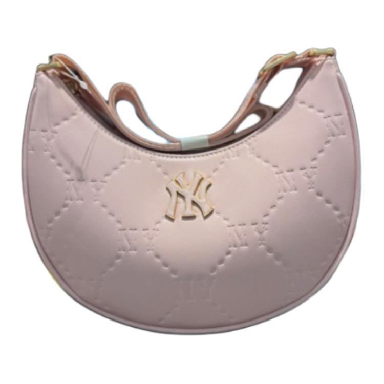 MLB Dark Pattern Vintage Fashion Adjustable Shoulder Strap Faux Leather Shoulder Bag Women Shoulder Bag Pink 7ACRMD75N-50PKM