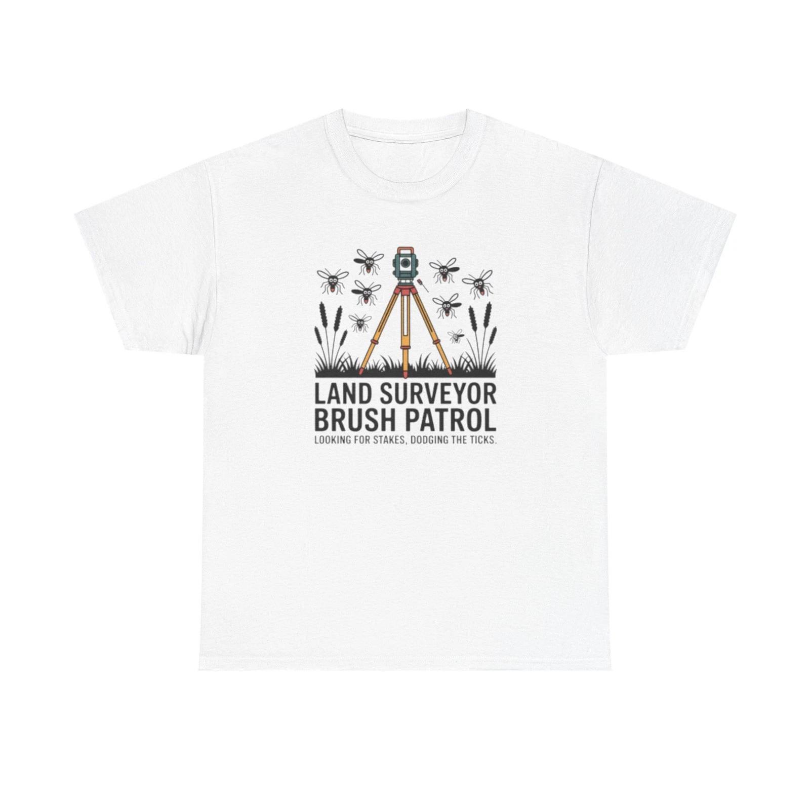 Minimalist Land Surveyor T Shirt Funny Civil Engineering Brush Patrol Crew Tee 3XL