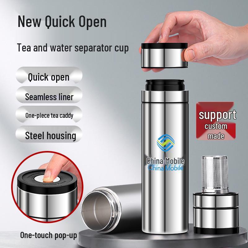 New 316 Stainless Steel Insulated Cup with Quick-Open Lid and Tea Separator